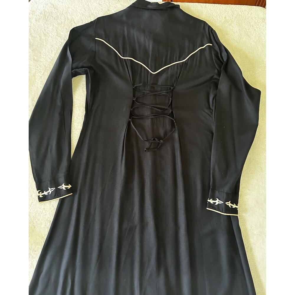 Rod’s Vintage 90’s Fringed Maxi Dress/Duster Embroidered Size XL Rodeo Cowgirl - Picture 6 of 16